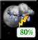 Monday Night: Showers and thunderstorms before 11pm. Mostly cloudy, with a low around 60. West wind 0 to 5 mph. Chance of precipitation is 80%. Monday Night: Showers And Thunderstorms then Mostly Cloudy